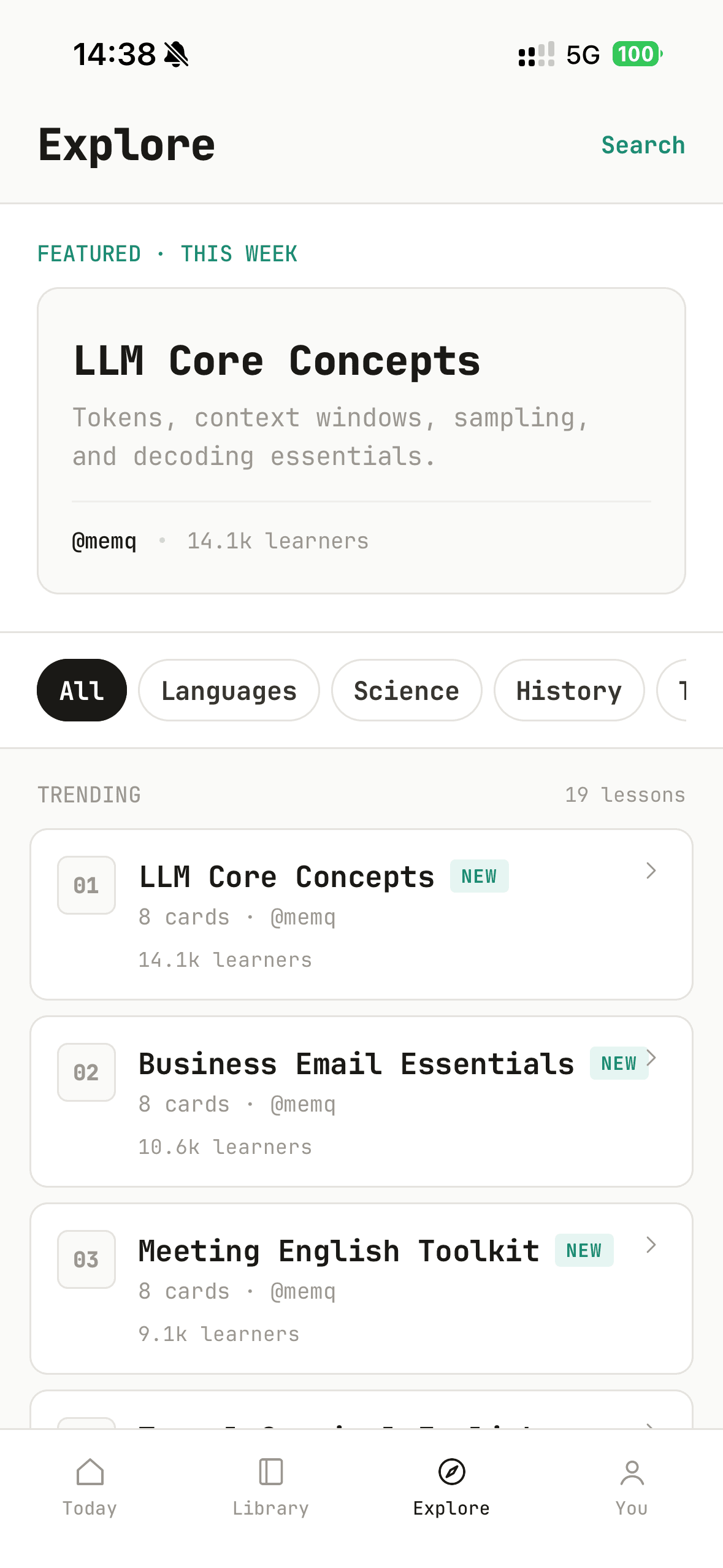 MemQ Explore platform screenshot 1