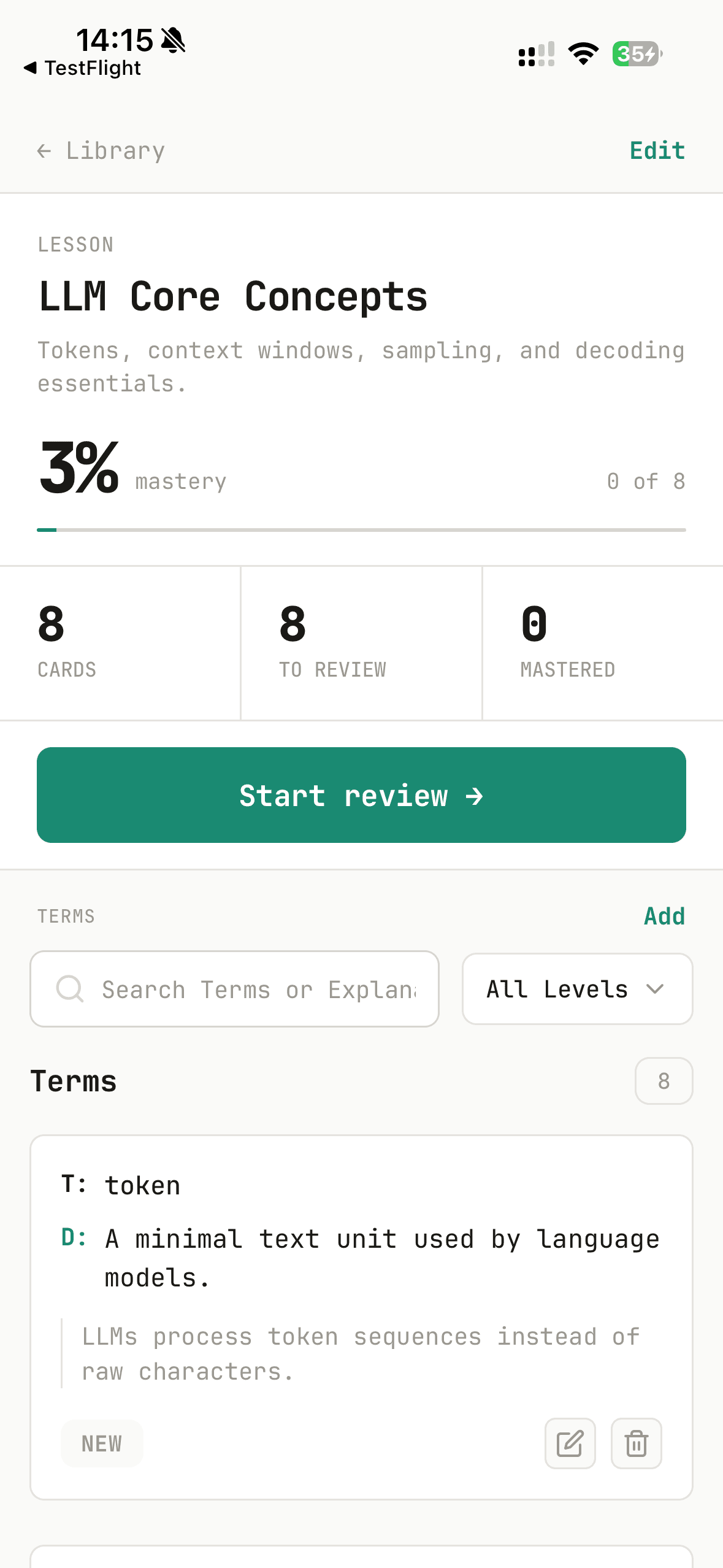 MemQ lesson detail