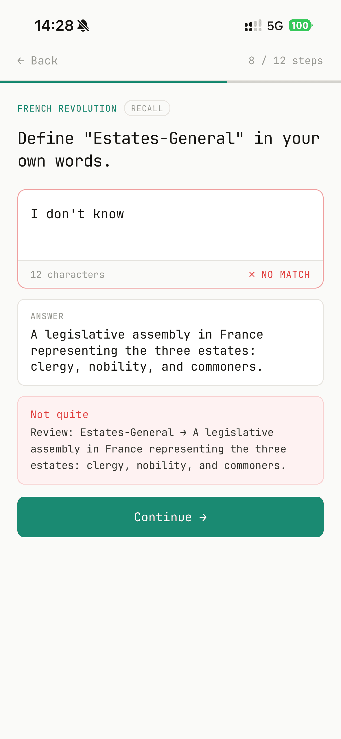 MemQ recall mode