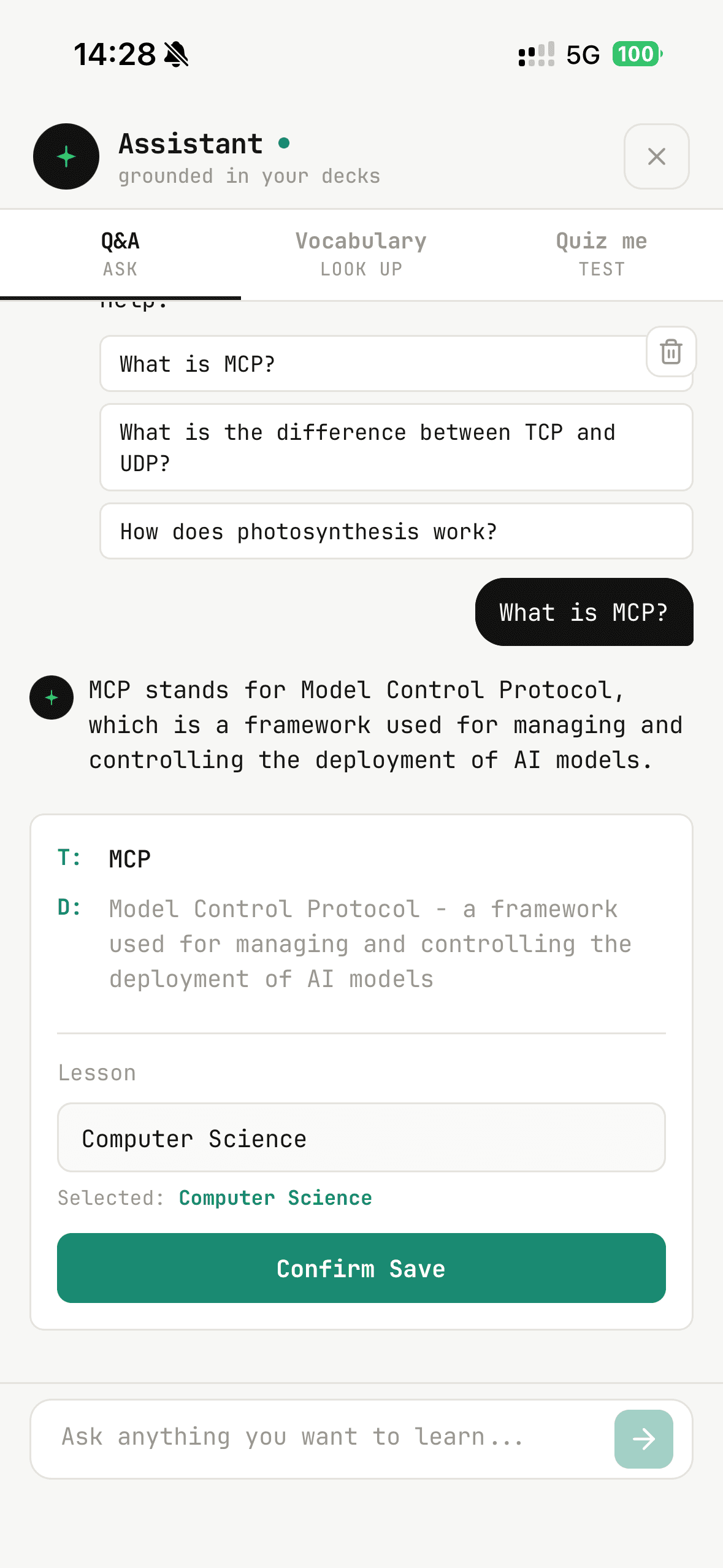 MemQ Assistant save card