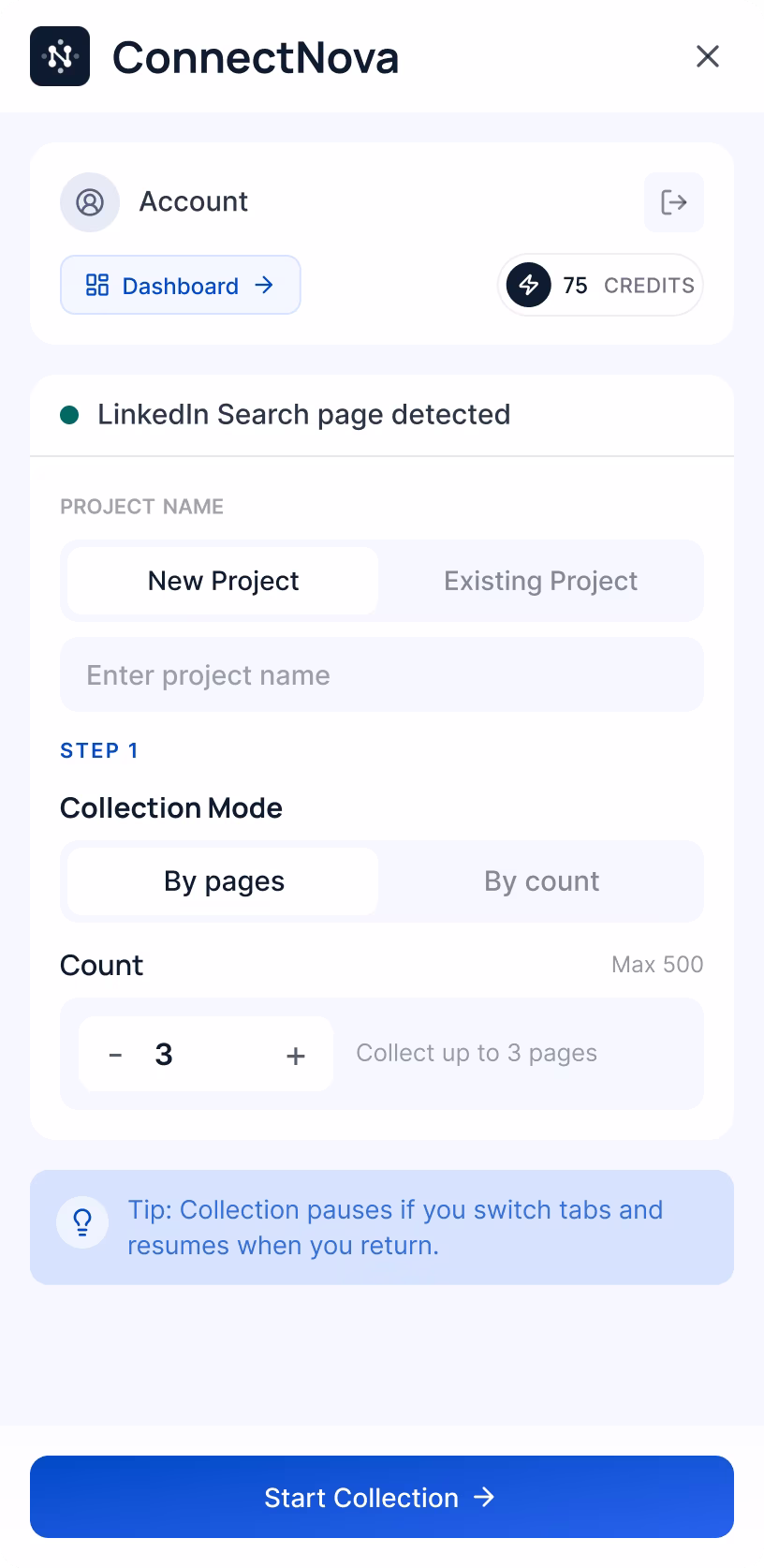 ConnectNova Chrome extension