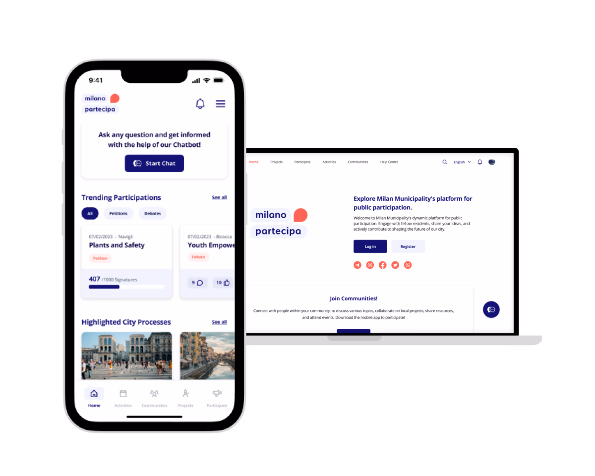 Milano Partecipa product interface