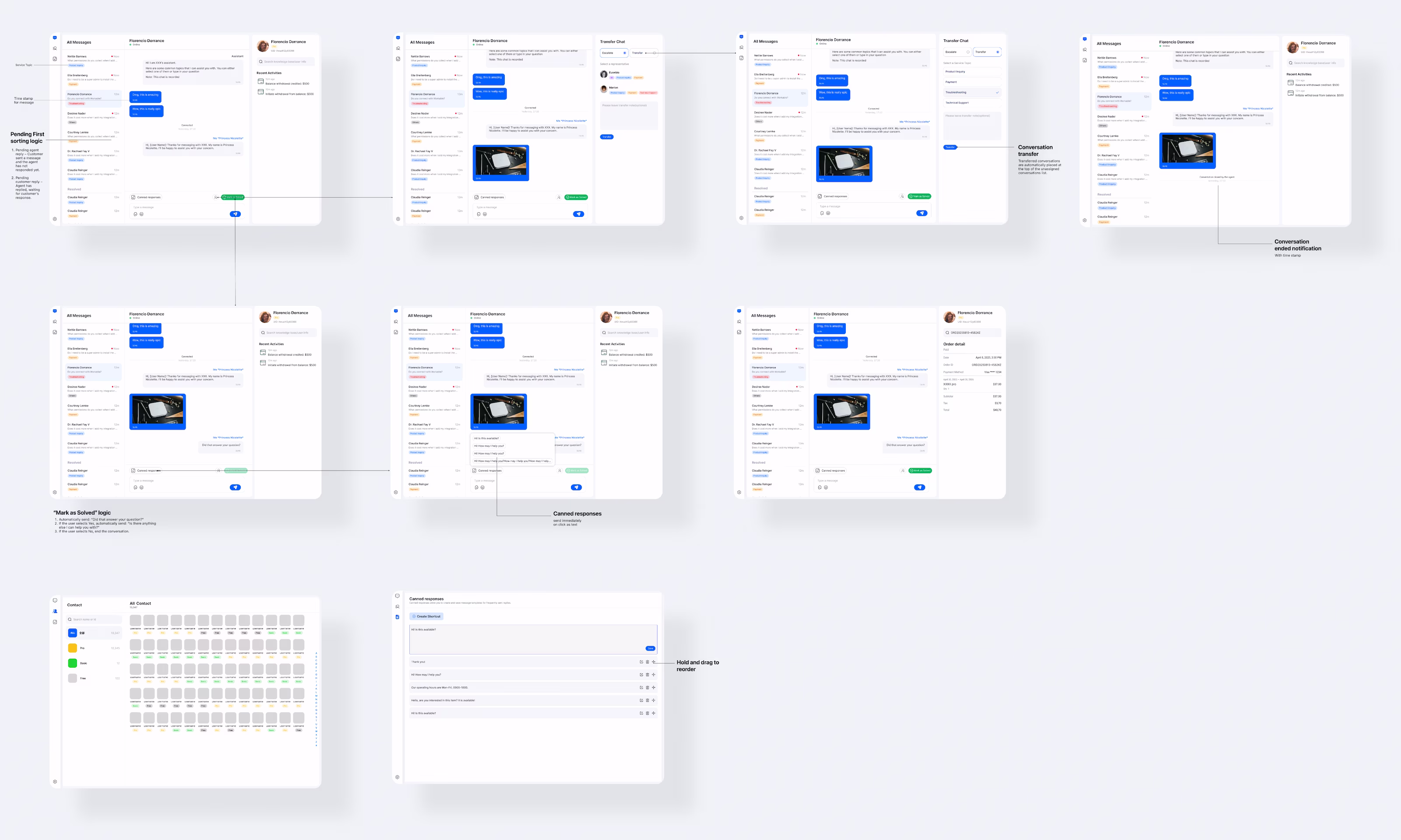 Customer Service System product interface